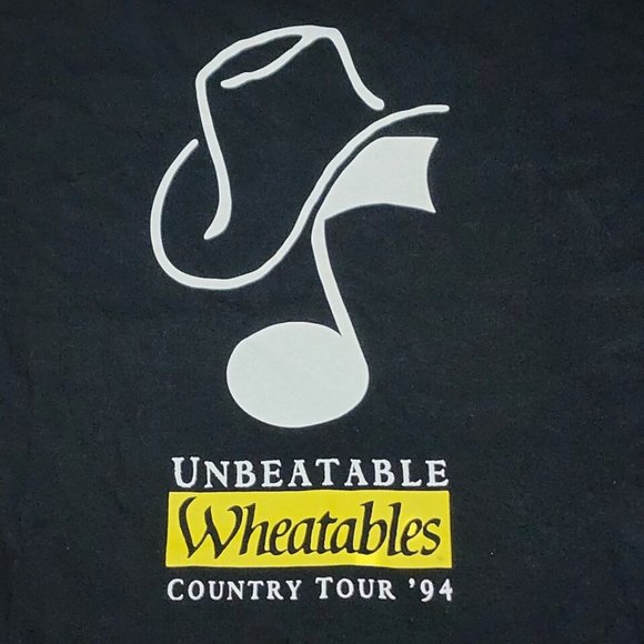 VTG Unbeatable Wheatables Country Tour '94 Black T-Shirt Made in USA Keebler XL - Picture 6 of 8